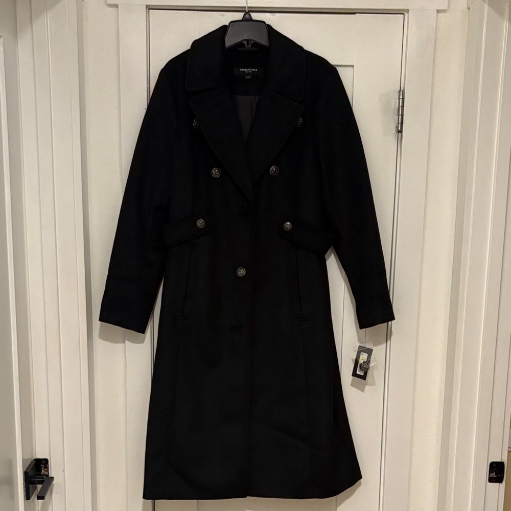 Kenneth Cole New York Notch Lapel Military Coat